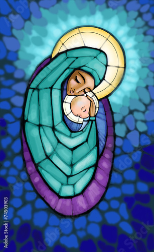 ilustracja-madonny-i-niemowlat-jezusa