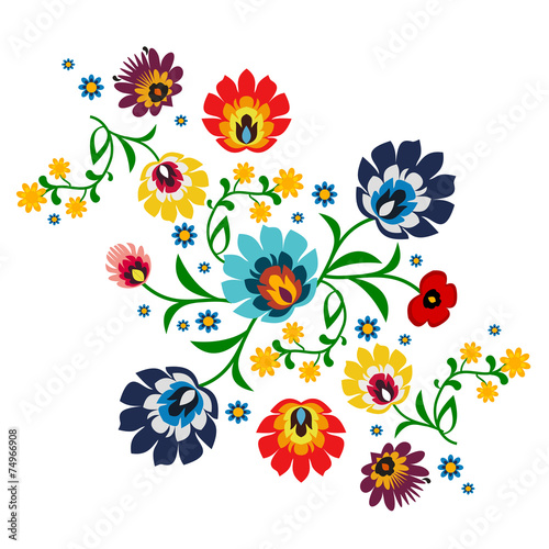  Traditional Polish floral folk pattern vector