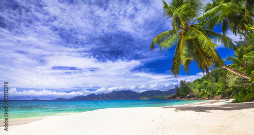 scenic panorama one of the beautiful beaches in Seychelles