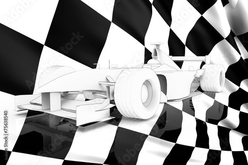 rysunek-bolidu-f1,-flaga-szachownica,-plakat