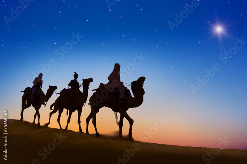 Three Wise Men Desert Dark Sky Concept