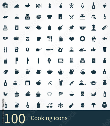100 cooking icons poster