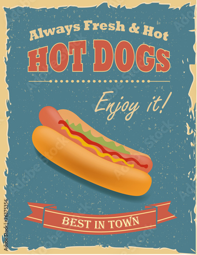 Fototapeta Vintage Hot Dogs poster