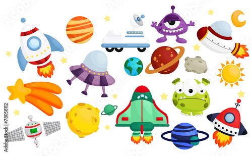 space  vector set - no background poster