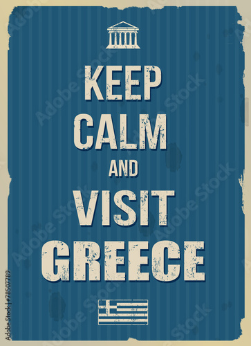 Lacobel Keep calm and visit Greece retro poster