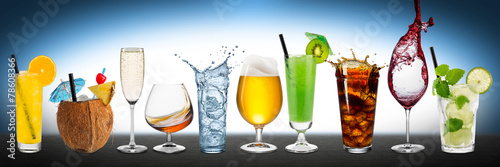 Fototapeta row of various beverages