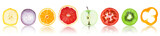 Collection of fresh fruit and vegetable slices poster