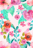 Watercolor floral seamless pattern poster