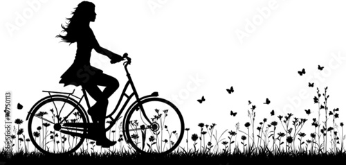  Fahrradfahrerin Vektor Hintergrund Silhouette