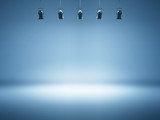 blue spotlight background with studio lamps
