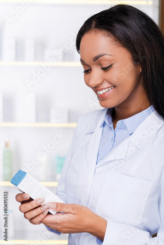 Examining new medicine.