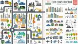 City map generator. City map example. Elements for creating your poster