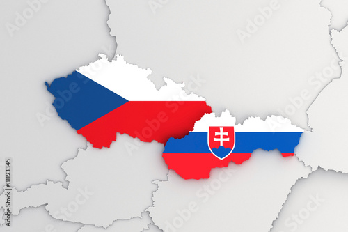 Plagát, Obraz Slovak republic and Czech republic 3D map FLAG version