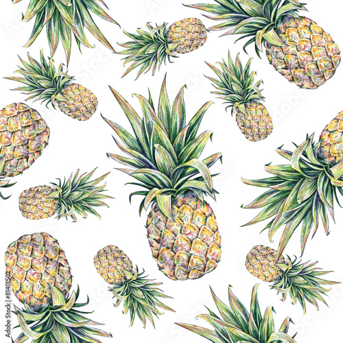 ananas-na-bialym-tle-bezszwowy-wzor