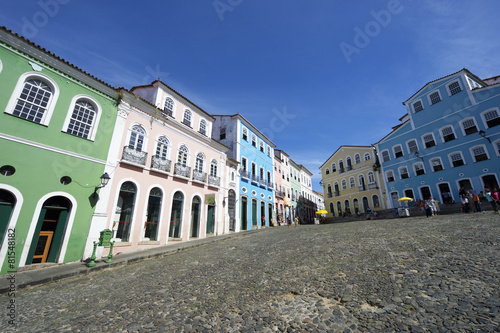 Pinturas sobre lienzo Arquitectura colonial colorido Pelourinho Salvador Brasil