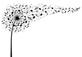 music dandelion flower, vector illustration poster