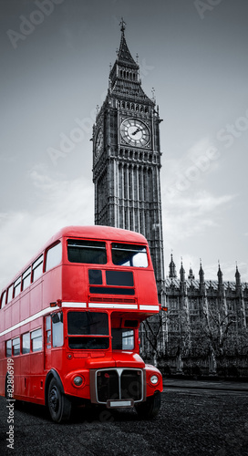 Fototapeta London bus und Big Ben