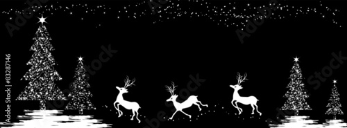 Fototapeta Christmas background with tree and deers - timeline cover 