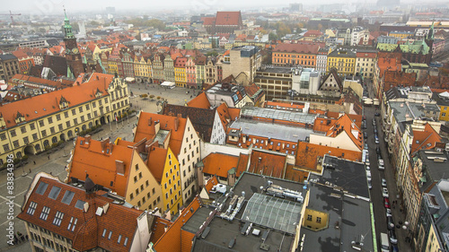 Fototapeta Top view of the historical centre of Wroclaw, Poland.