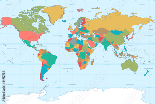 Lacobel Flat Colors World Map