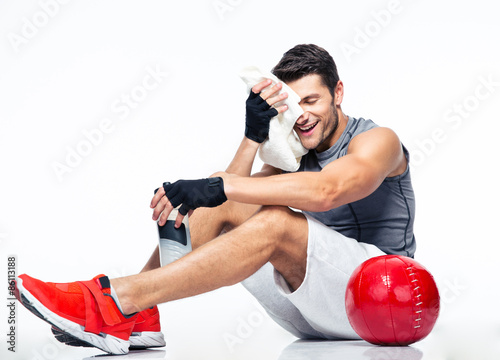 Zdjęcia Fitness man resting on the floor