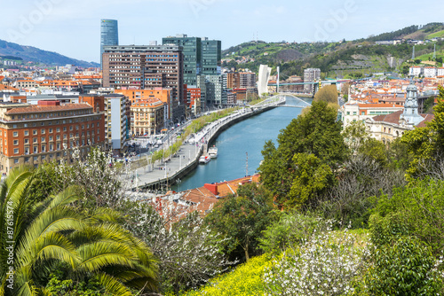 Poster Vista de la ciudad de Bilbao desde el parque Etxebarria (España)