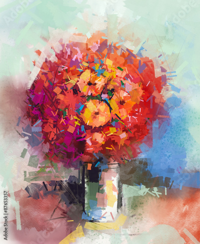 abstract-still-life-a-bouquet-of-flowers-oil-painting-red-gerbera-flowers-in-vase-hand-painted-floral-in-impressionist-style