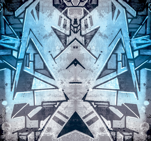 Poster Ink, urban and modern art, geometric paintings in a cement wall