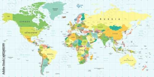 Lacobel World Map - highly detailed vector illustration.
