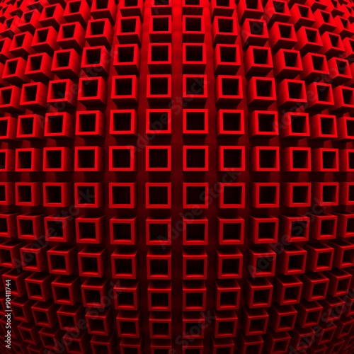 Fototapeta Abstract Red Cube Blocks Wall Background