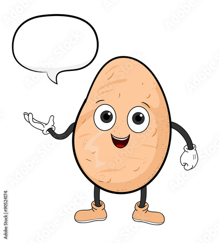 Cartoon Potato With Text, a hand drawn vector illustration of a cartoon potato with text.
