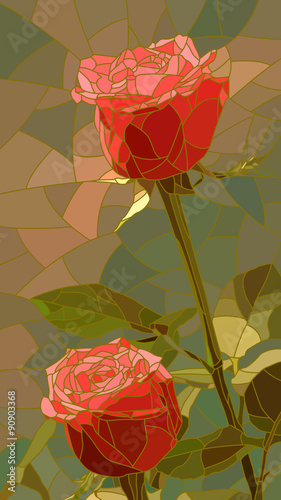 wektorowa-ilustracja-kwiat-czerwone-roze