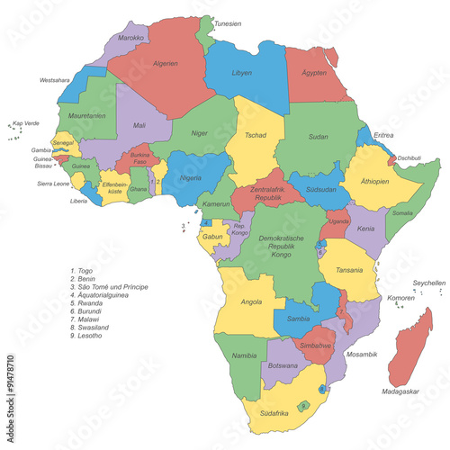 "Afrika - politische Karte (beschriftet)" Stockfotos und lizenzfreie