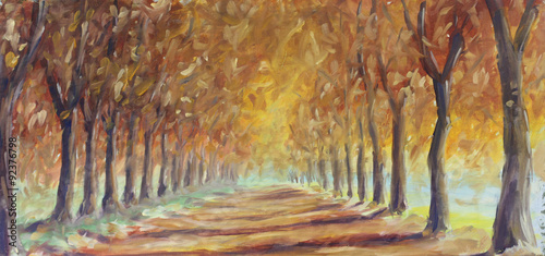 road-in-the-autumn-forest-oil-painting