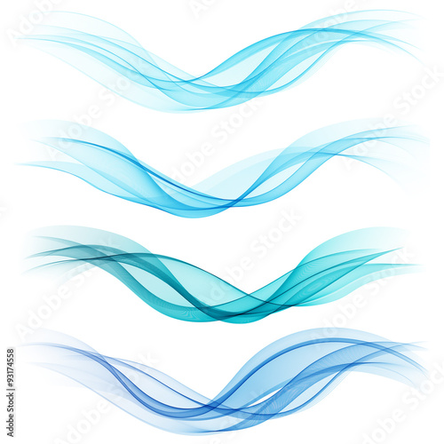Poster Ensemble de vagues bleues abstraites. Vector illustration