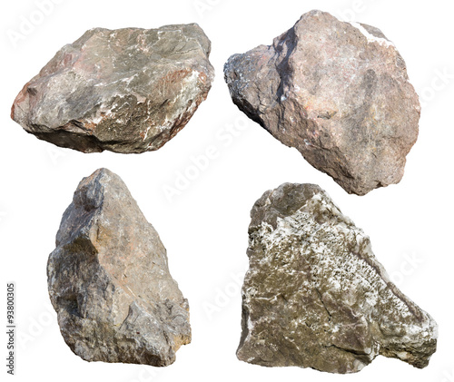 big granite rock stone isolated on white