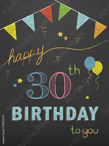 Download "HAPPY 30th BIRTHDAY Vector Chalkboard Card" Stock image ...