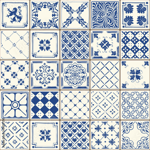 indigo-blue-lizbona-farba-podloga-plytka-orientalna-hiszpania-azuejos-ornament-kolekcja-bez-szwu-wzor-patchwork-kolorowe-portugalia-ceramiczne-tilework-vintage-ilustracja-tlo-vector-pattern-azulejo