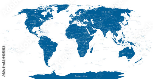 Obraz na płótnie Highly Detailed World Map