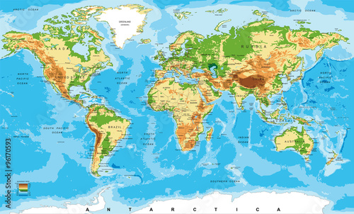 Fototapeta Physical map of the world