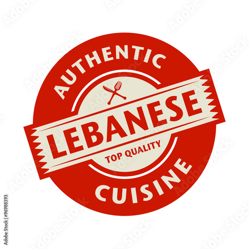 Abstract stamp with the text Authentic Lebanese Cuisine