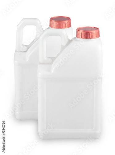 Collection of White plastic container with red cap on white