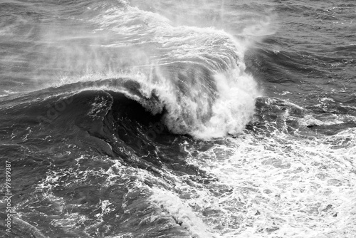 Dynamic black and white waves Poster