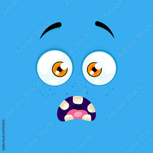 "Cartoon face with a scared expression" Stock image and royalty-free