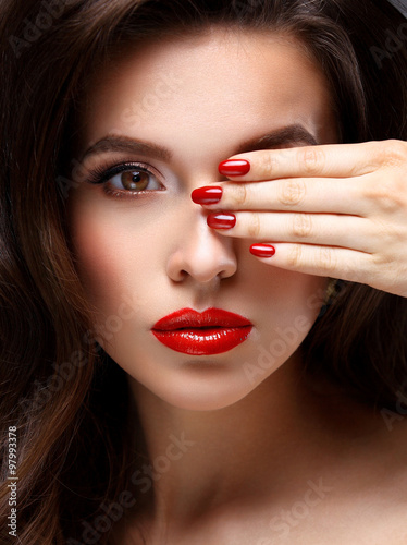 Zdjęcia Red Sexy Lips and Nails closeup