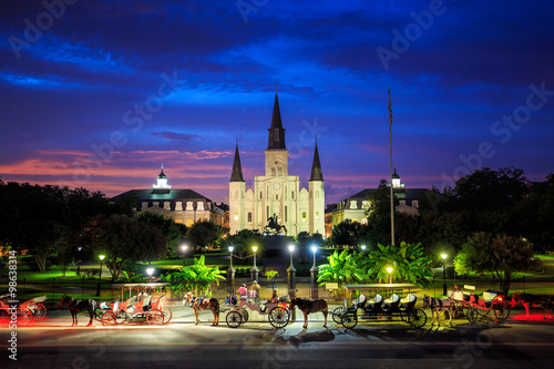 Saint Louis Cathedral and Jackson Square in New Orleans, Louisia