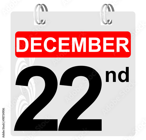  22nd December Calendar With Ornament Stock Image And Royalty free 
