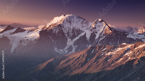 High mountain in morning time. Beautiful natural landscape.