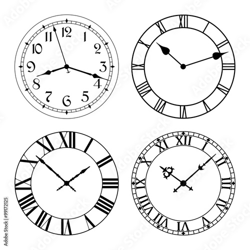 The set of different clock faces. Editable Clock, easily remove and