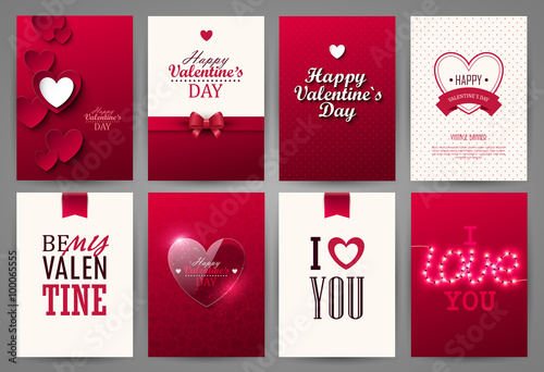 Valentine cards set. Vector illustration.